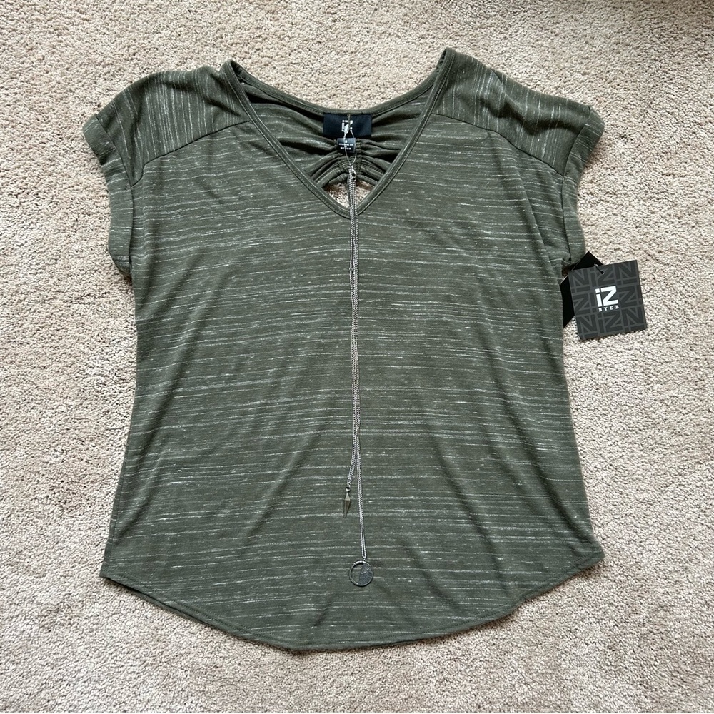IZ Byer Olive Green Women's Top and Comes with necklace!!